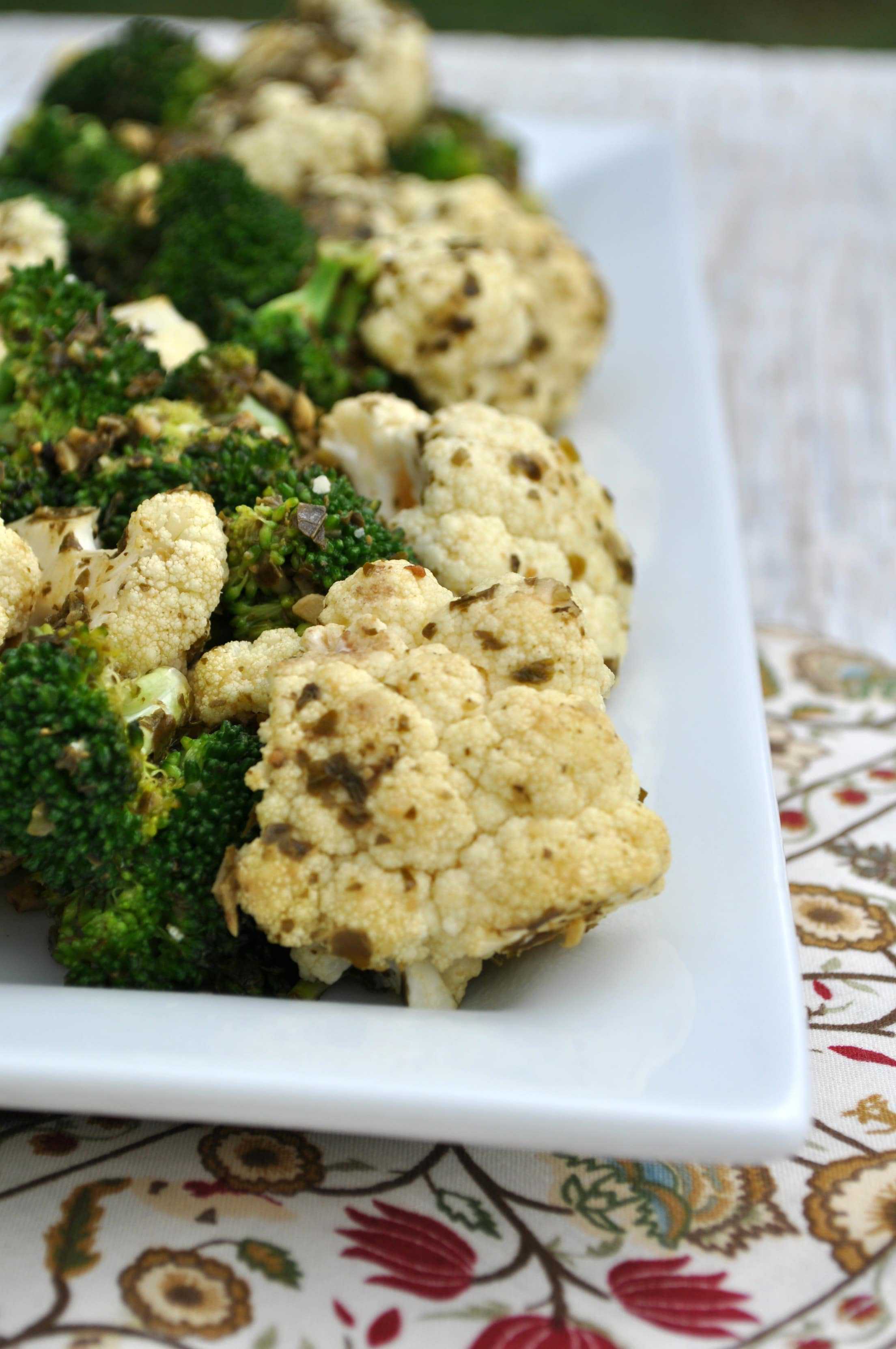 OvenRoasted Pesto Broccoli and Cauliflower The Seasoned Mom