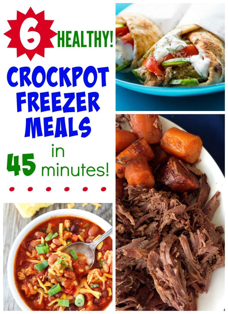 6 Healthy Crock Pot Freezer Meals in 45 Minutes! - The Seasoned Mom