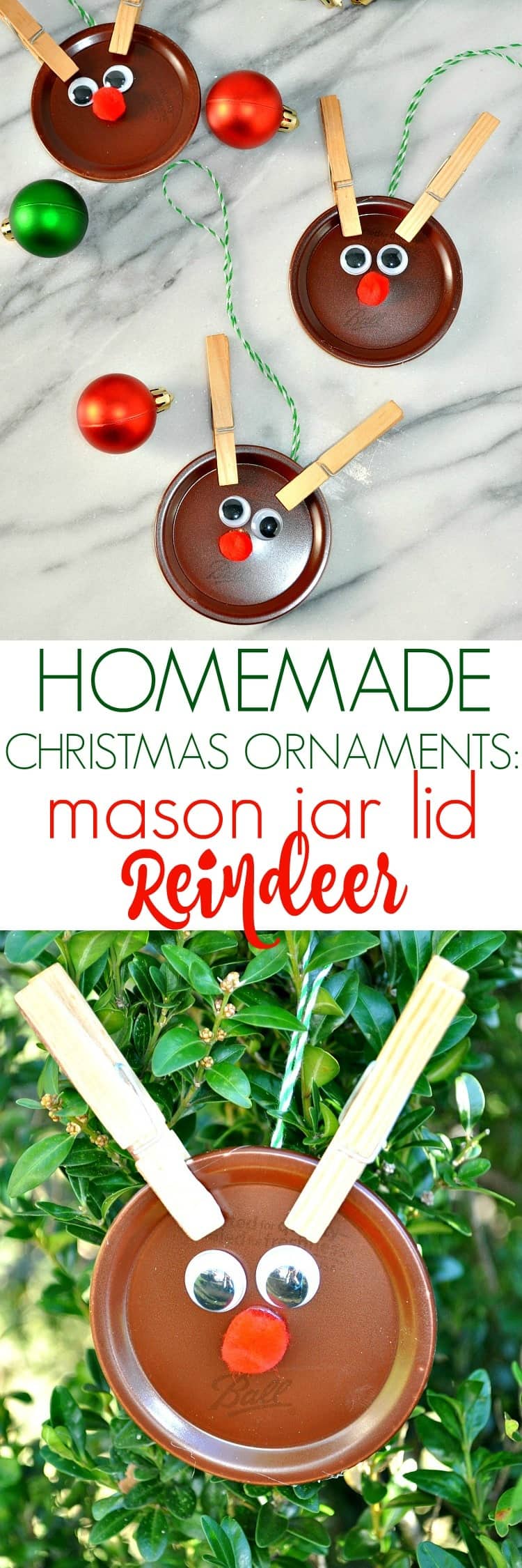  Homemade  Christmas  Ornaments  Mason Jar Lid Reindeer The 