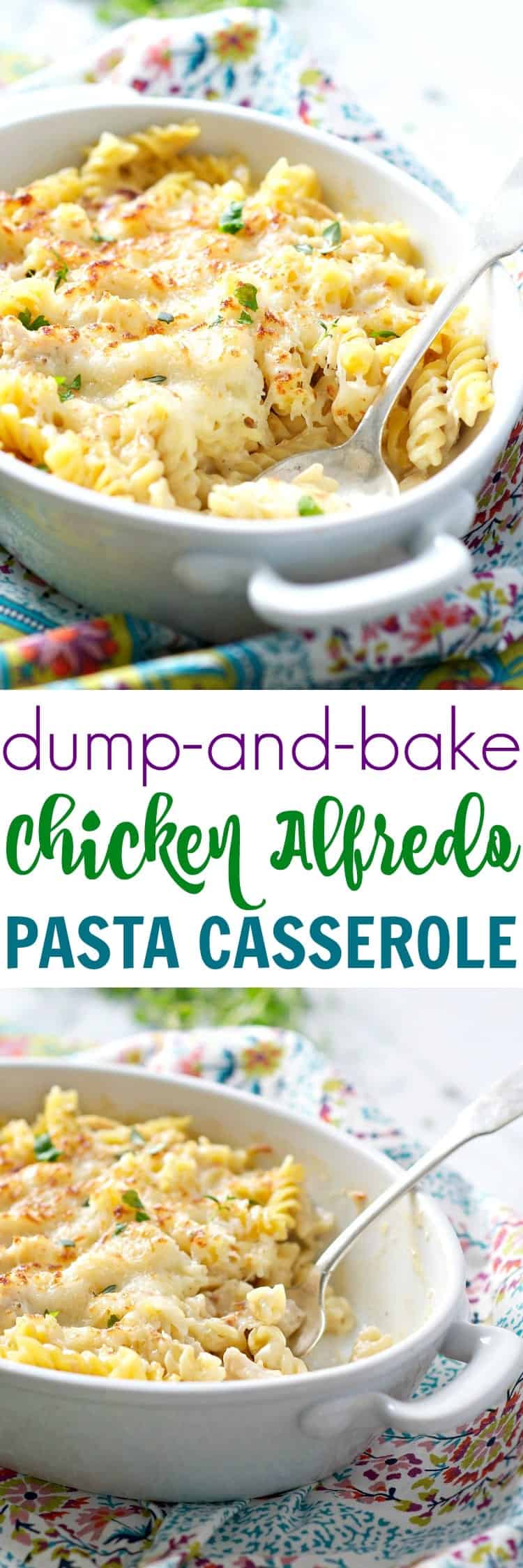 Dump and Bake Chicken Alfredo Pasta Casserole - The Seasoned Mom