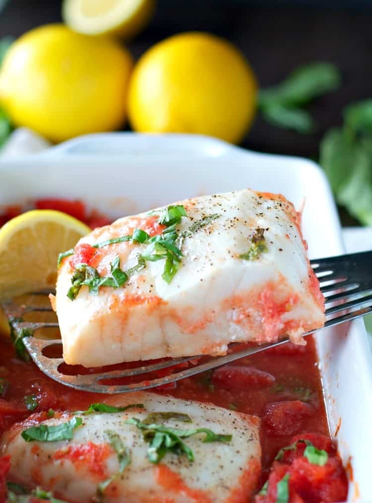 4-Ingredient Baked Fish with Tomato Basil Sauce - The Seasoned Mom