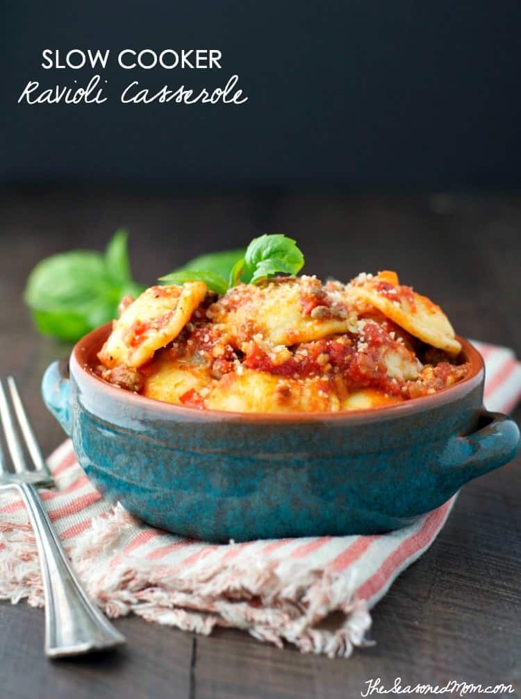 Slow Cooker Ravioli Casserole - The Seasoned Mom