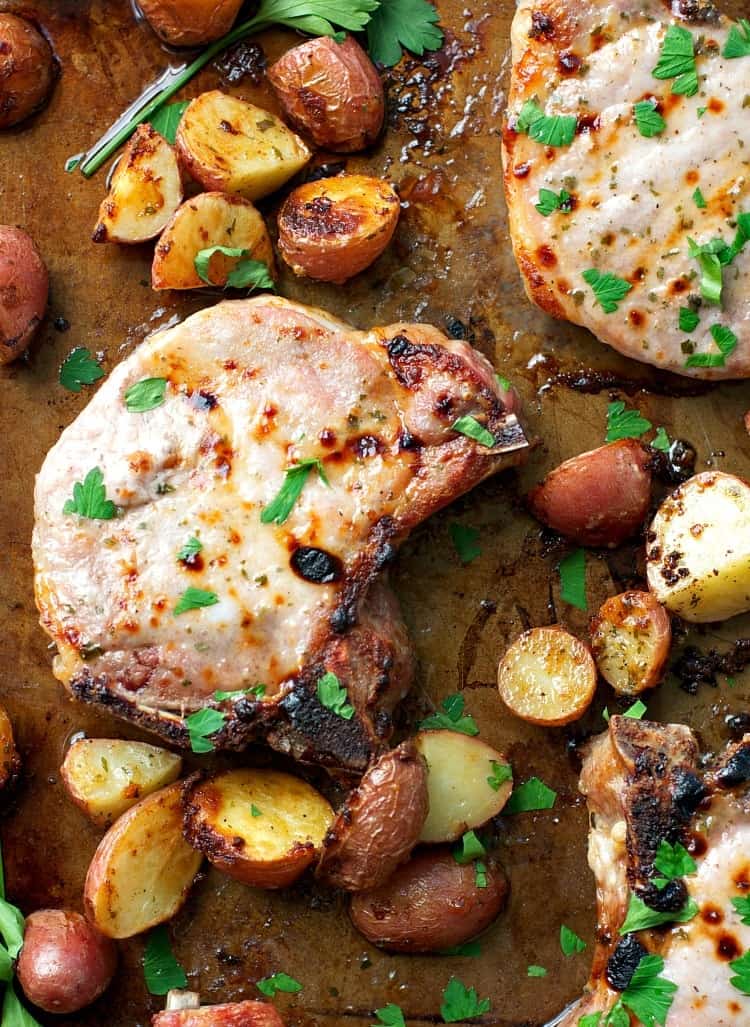 One Pan Ranch Pork Chops with Crispy Potatoes - The Seasoned Mom