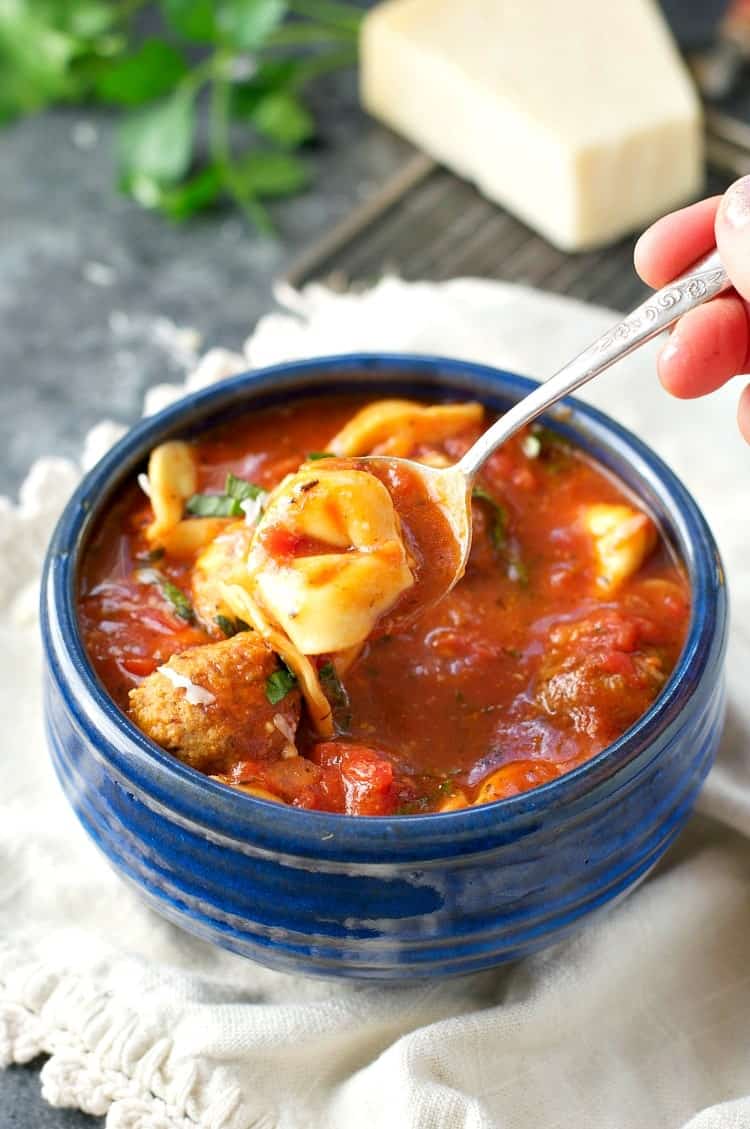 Meatball and Tortellini Soup - The Seasoned Mom