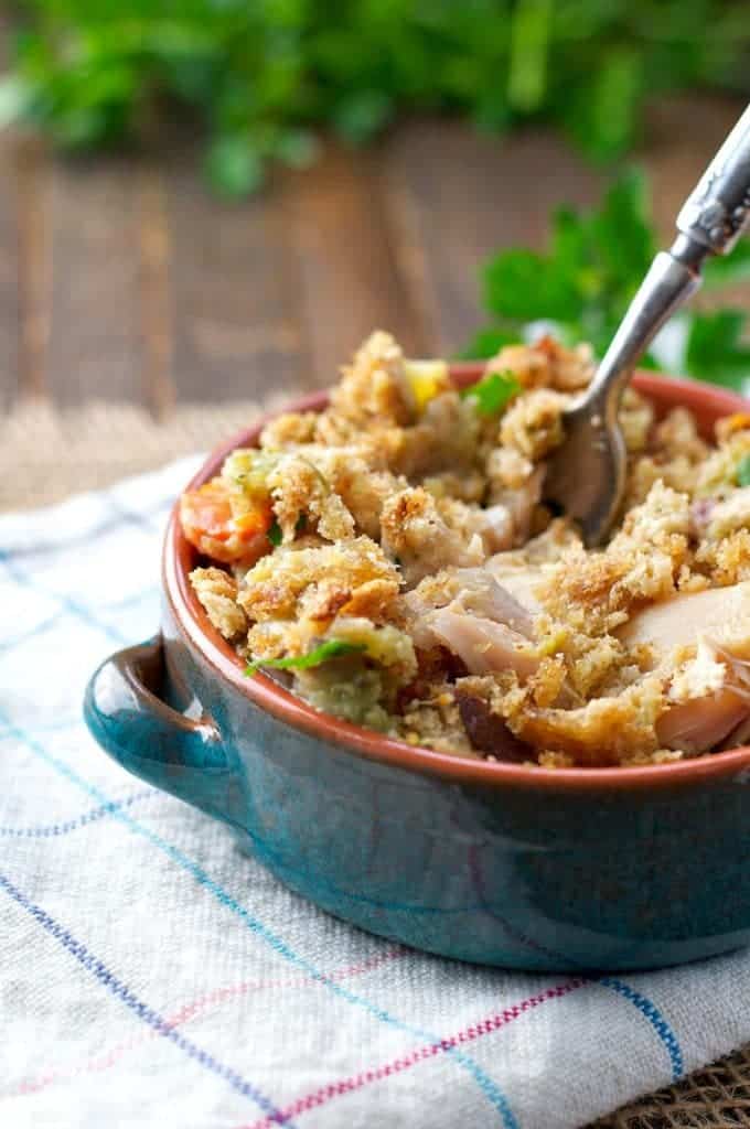 Slow Cooker Chicken and Stuffing Casserole - The Seasoned Mom