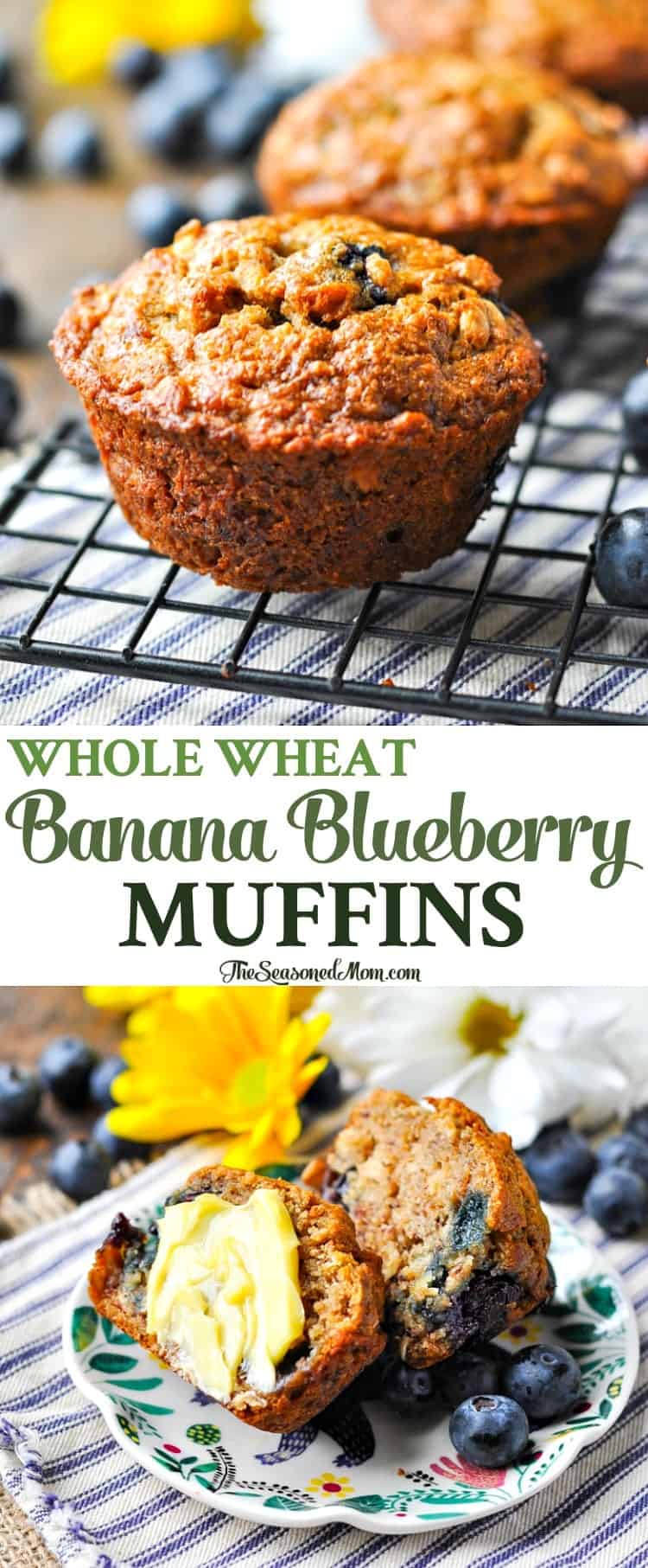 Whole Wheat Banana Blueberry Muffins - The Seasoned Mom