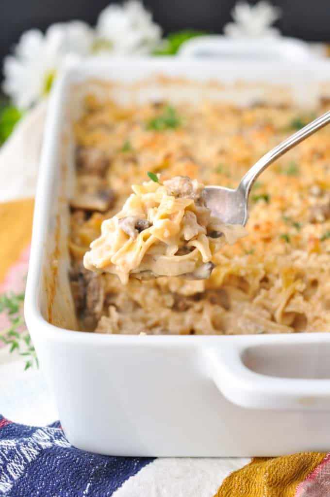 Dump And Bake Beef Stroganoff Casserole The Seasoned Mom 