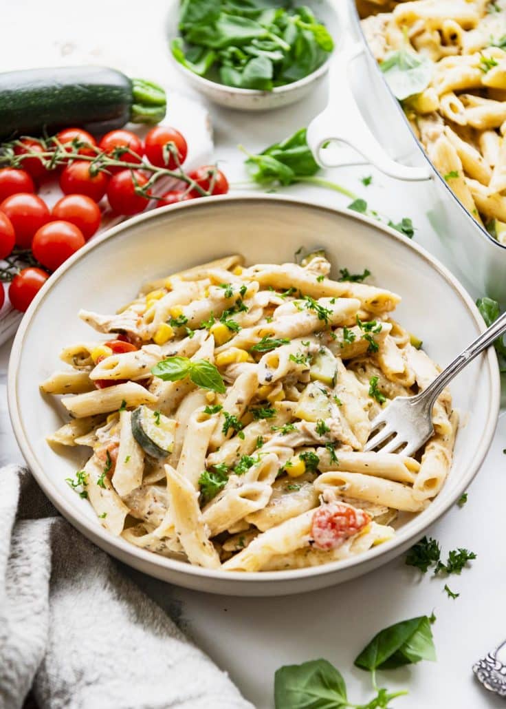 Summer Pasta (Dump-and-Bake!) - The Seasoned Mom