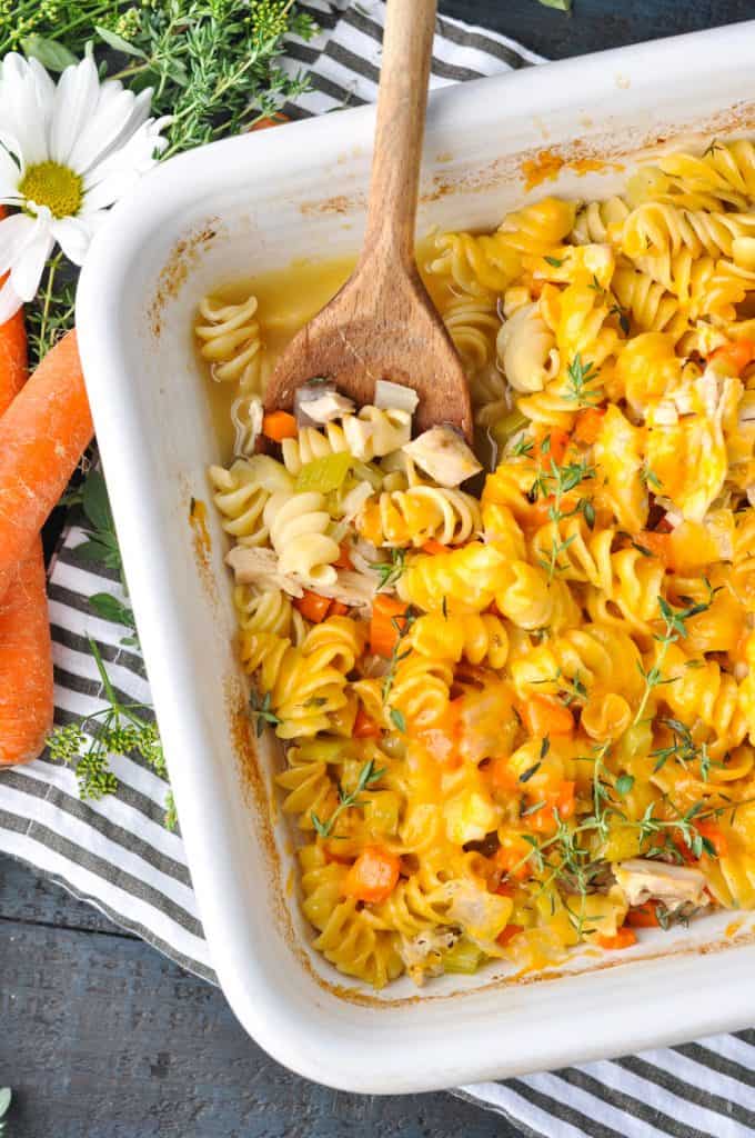 Dump And Bake Chicken Noodle Casserole The Seasoned Mom