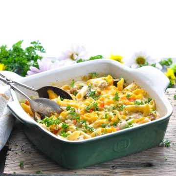 Dump-and-Bake Chicken Penne Pasta - The Seasoned Mom