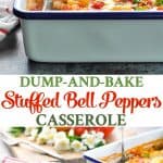 Serve a healthy and easy dinner with this Dump and Bake Stuffed Bell Peppers Casserole!