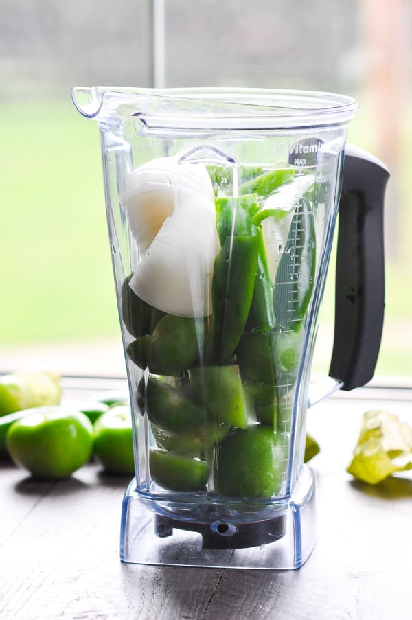 Make a fresh blender salsa verde with tomatillos!
