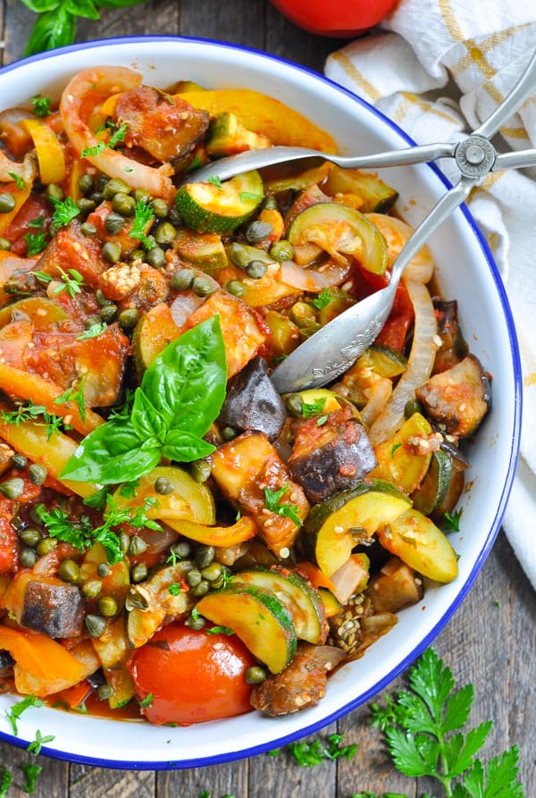 Zucchini tomatoes and eggplant in an easy and healthy ratatouille recipe