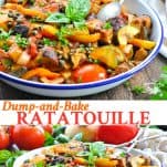 Long collage of dump and bake ratatouille recipe