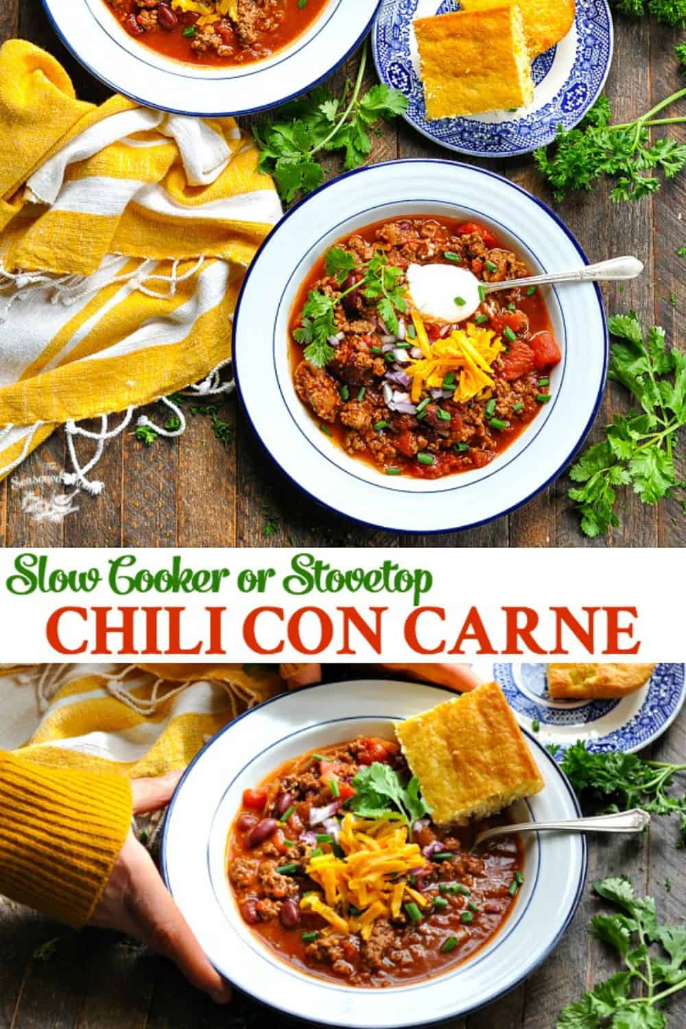 Long collage image of Chili Con Carne