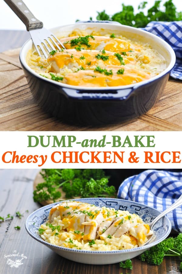 Dump-and-Bake Cheesy Chicken and Rice Bake - The Seasoned Mom