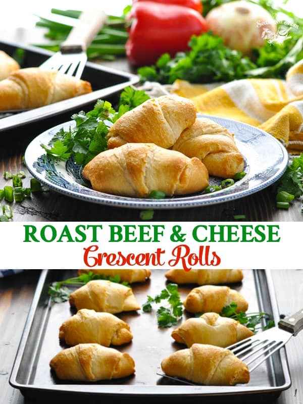 Long collage of Roast Beef and Cheese Crescent Roll recipe