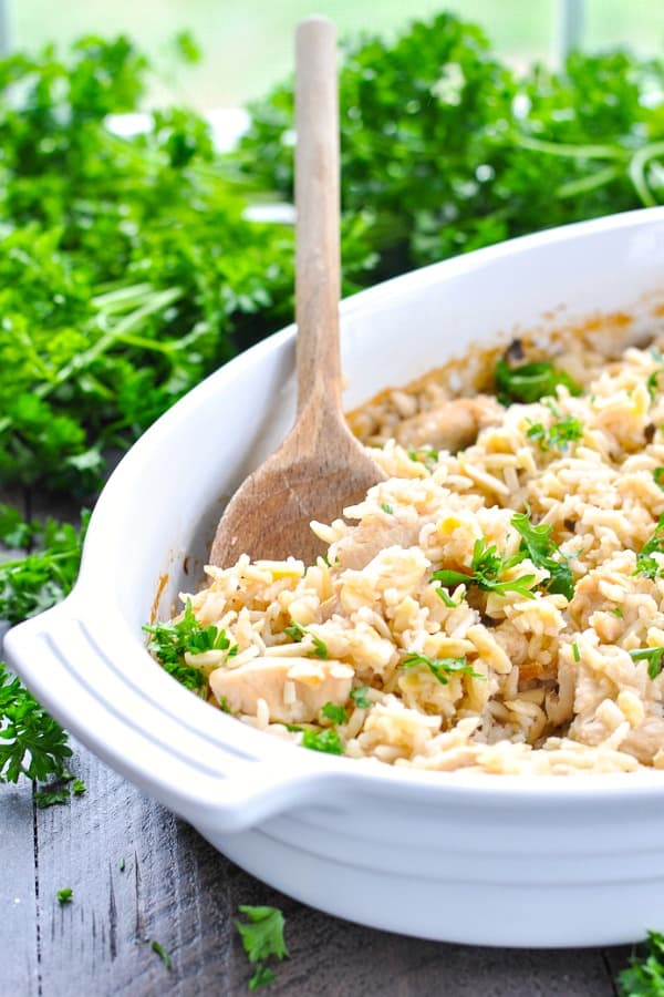 Dump-and-Bake Chicken and Rice Pilaf - The Seasoned Mom
