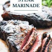 Simple steak marinade for grilling with text title overlay.