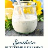 Buttermilk dressing with text title at the bottom.