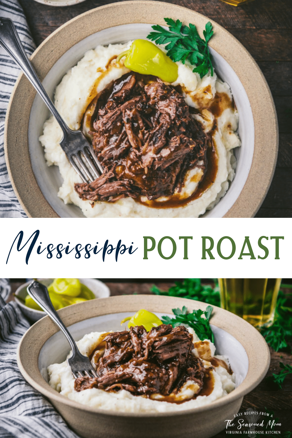 Long collage image of Mississippi Pot Roast