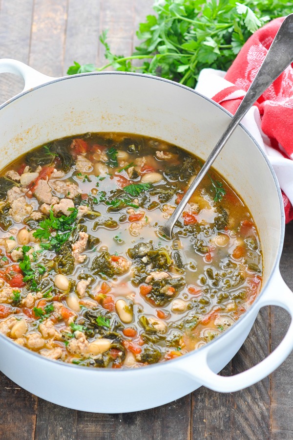 Tuscan White Bean Soup with Sausage and Kale - The Seasoned Mom