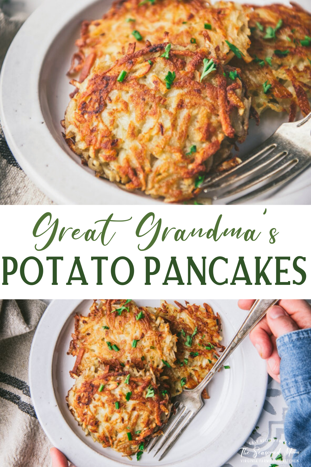 Long collage image of potato pancakes recipe