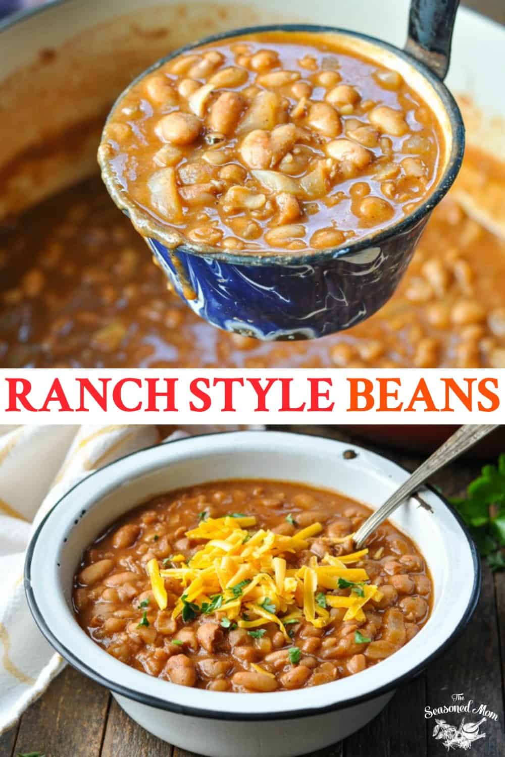 Long collage image of Ranch Style Beans