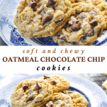 Long collage of Oatmeal Chocolate Chip Cookies