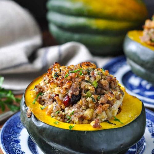 Stuffed Acorn Squash with Sausage and Apples - The Seasoned Mom