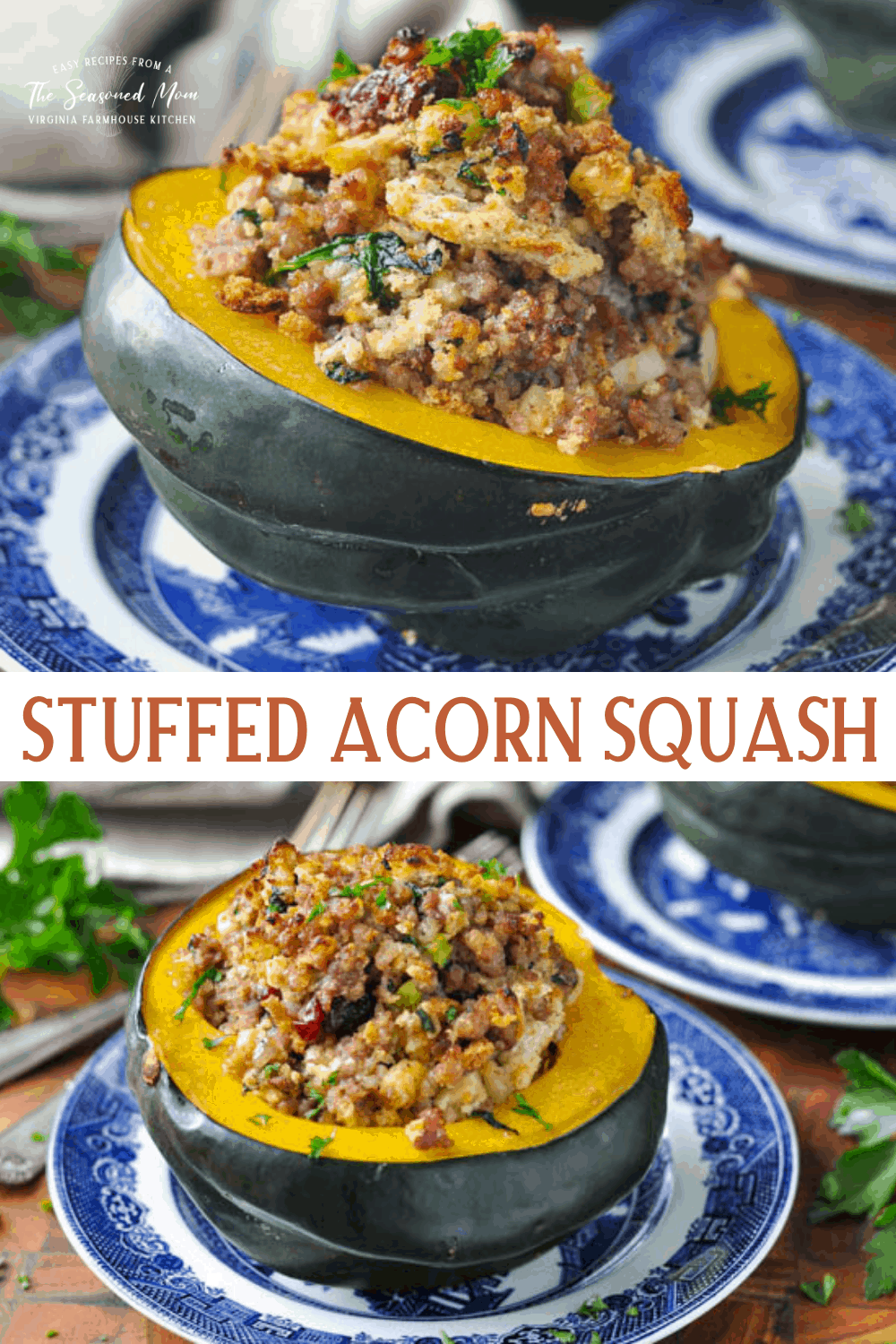 Stuffed Acorn Squash with Sausage and Apples - The Seasoned Mom