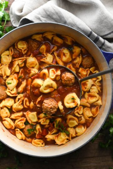 Meatball Soup with Cheese Tortellini - The Seasoned Mom