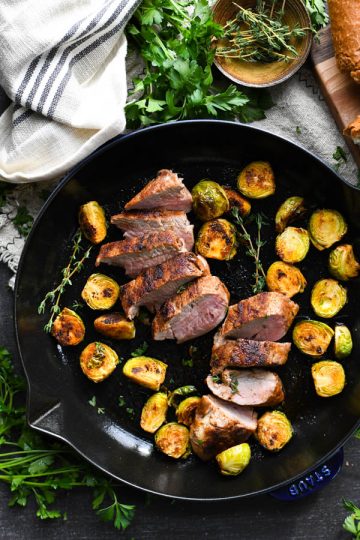 Oven Baked Pork Tenderloin with Brussels Sprouts - The Seasoned Mom