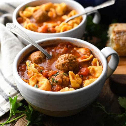 Meatball Soup with Cheese Tortellini - The Seasoned Mom