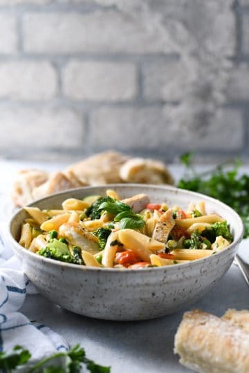 Chicken Primavera with Parmesan Sauce - The Seasoned Mom