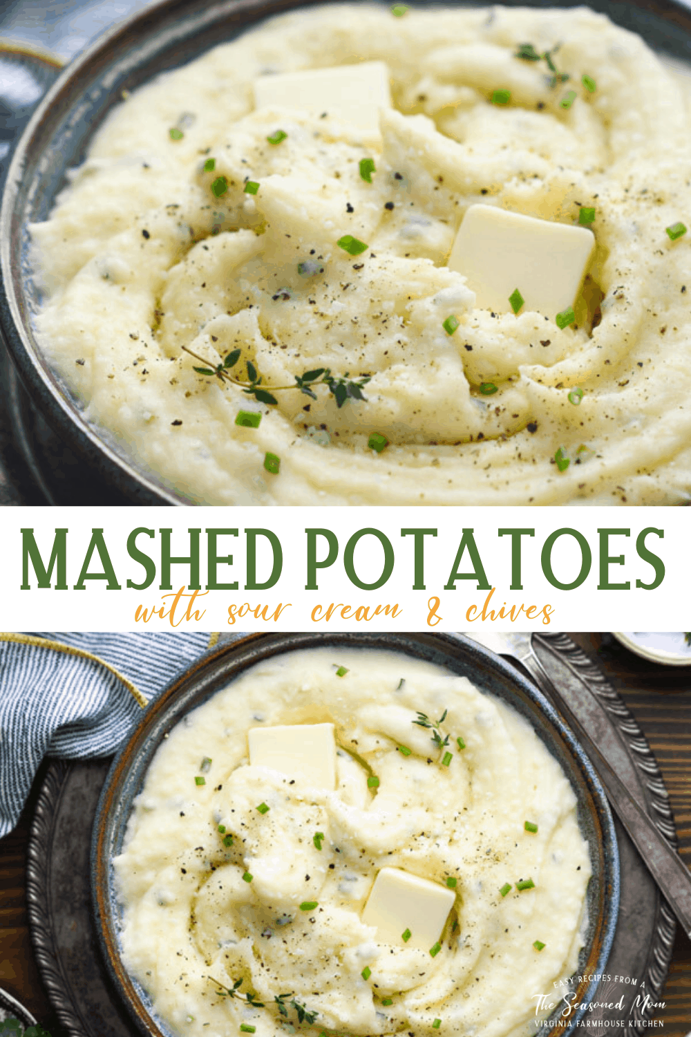 Mashed Potatoes with Sour Cream and Chives - The Seasoned Mom