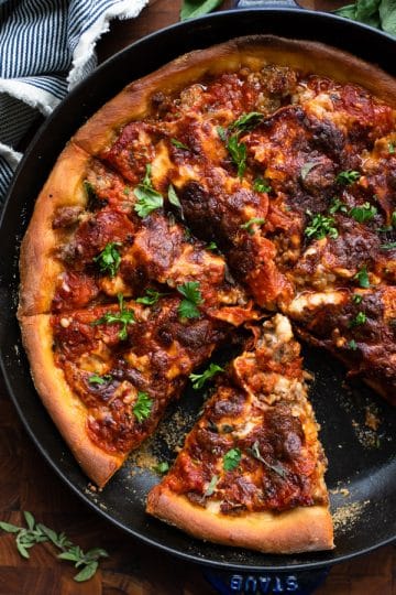 Cast Iron Skillet Pizza Deep Dish The Seasoned Mom 