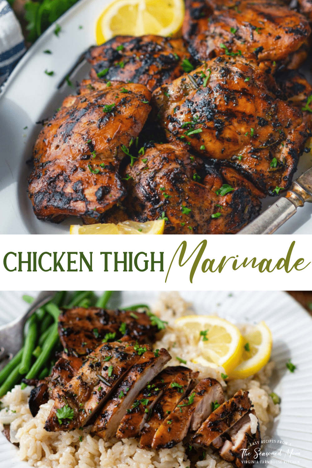 Long collage image of Chicken Thigh Marinade