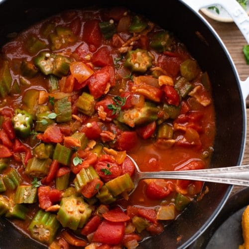 Okra and Tomatoes - a Southern Classic - The Seasoned Mom