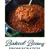 Homemade baked beans from scratch with text title at the bottom.