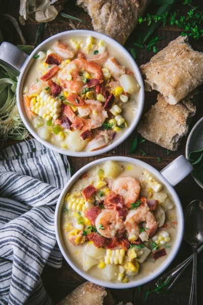 Shrimp Soup with Corn and Bacon - The Seasoned Mom