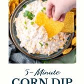 Corn dip with text title at the bottom.