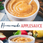 Long collage image of how to make applesauce