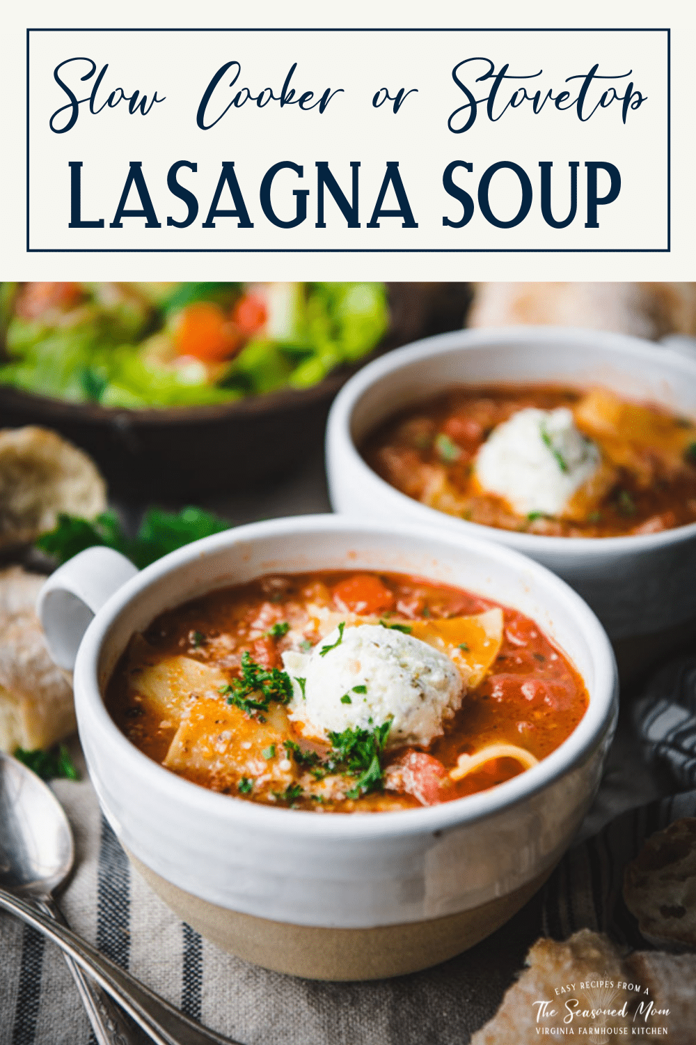 Lasagna Soup {Slow Cooker or Stovetop} - The Seasoned Mom