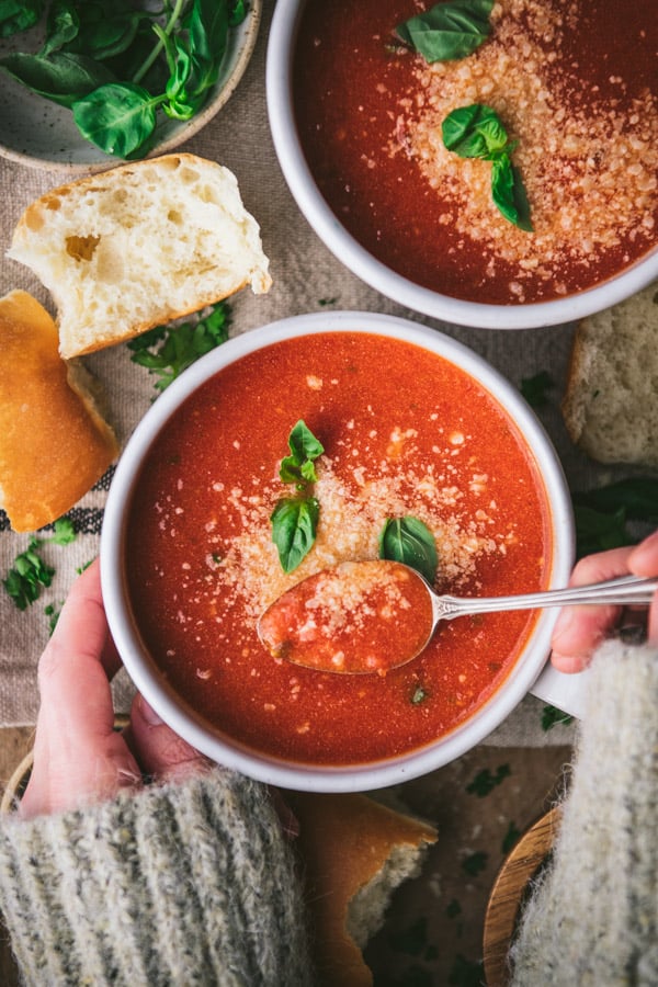 Easy Blender Tomato Basil Soup - 2 Cookin Mamas