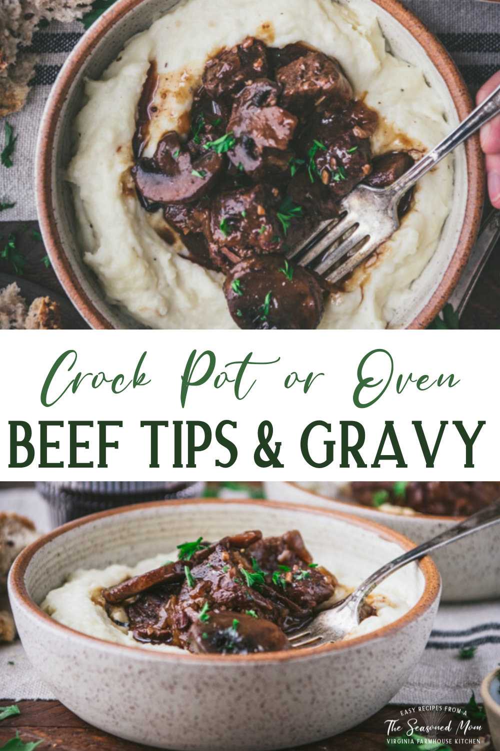 Beef Tips and Gravy {Crock Pot or Oven} - The Seasoned Mom