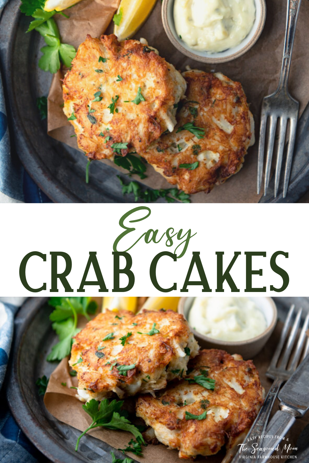 Long collage image of how to make crab cakes