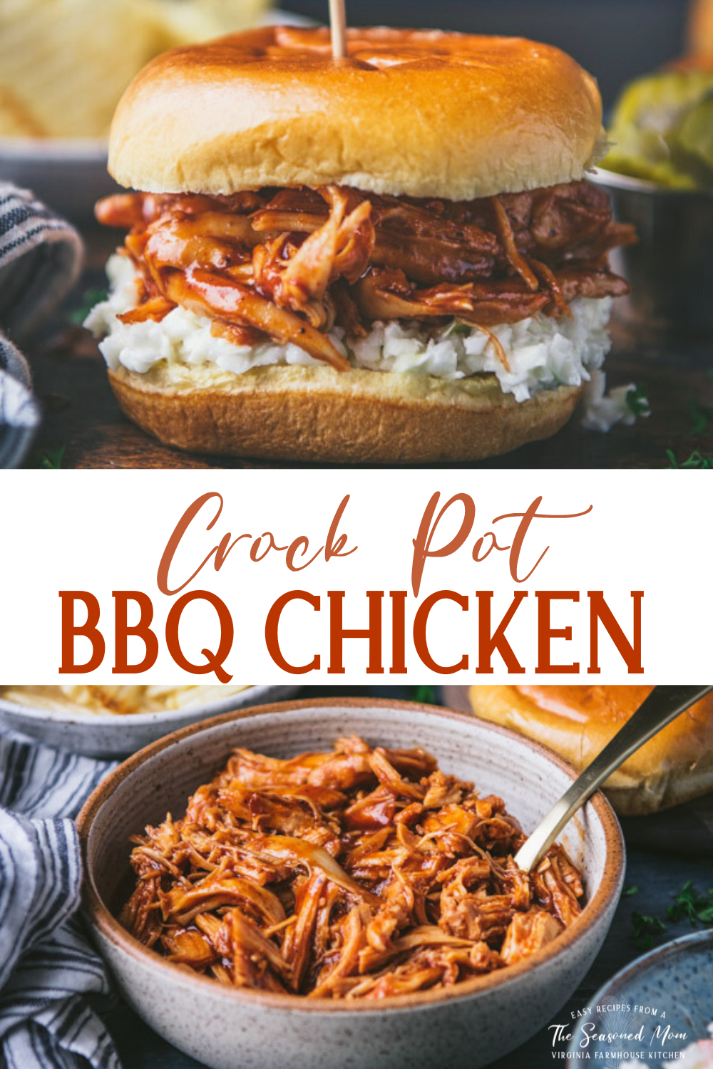 Crockpot BBQ Pulled Chicken Recipe | The Seasoned Mom