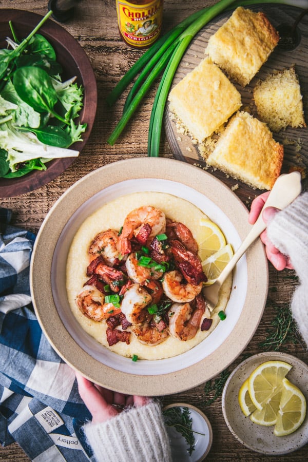 Shrimp and Grits in Mini Cast Iron Skillets - Taste With The Eyes
