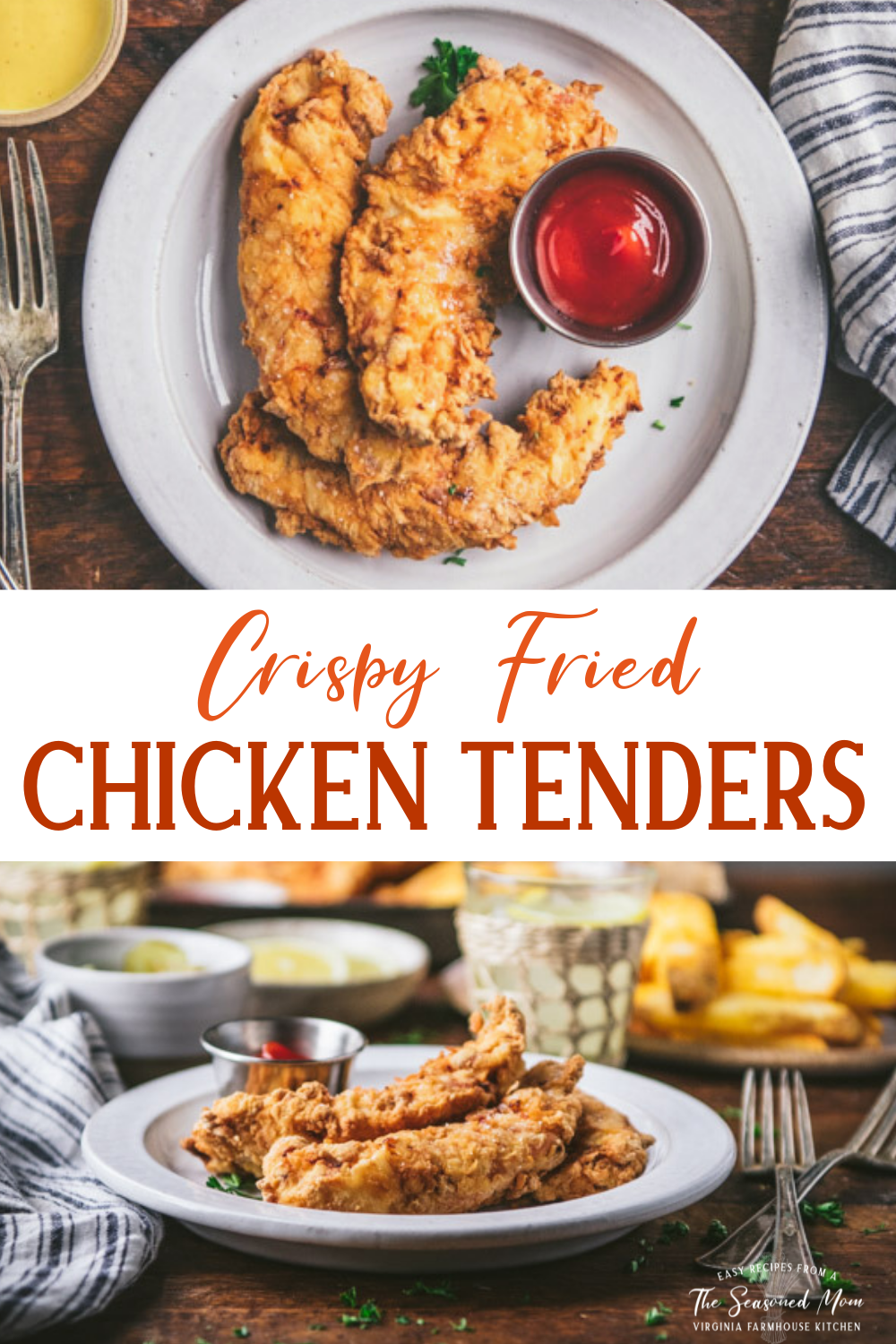 Long collage image of fried chicken tenders